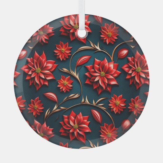 Mooie Poinsettia Glas Ornament (Voorkant)