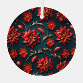 Mooie Poinsettia Glas Ornament (Achterkant)