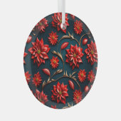 Mooie Poinsettia Glas Ornament (Voorkant Rechts)