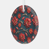Mooie Poinsettia Glas Ornament (Voorkant links)