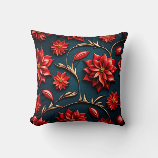 Mooie Poinsettia Kussen (Voorkant)