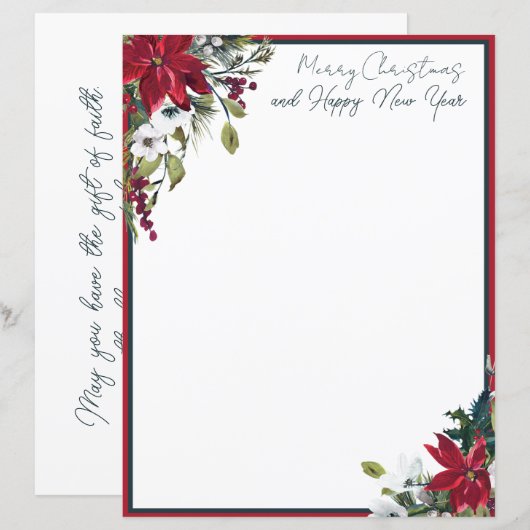 Mooie poinsettia lijst kerst (Voorkant / Achterkant)