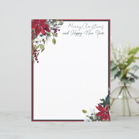 Mooie poinsettia lijst kerst (Staand voorkant)