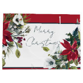 Mooie poinsettia lijst kerstfeestdag groot cadeauzakje (Achterkant)