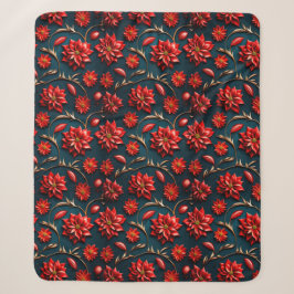 Mooie Poinsettia Sherpa Deken