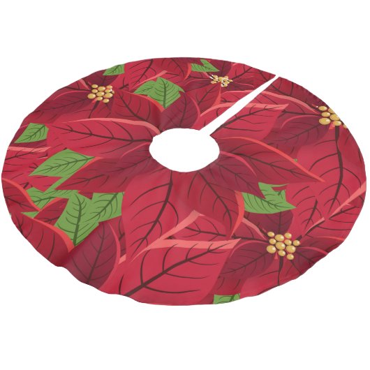 Mooie Poinsettia Tree Skirt Kerstboom Rok (Gekanteld)