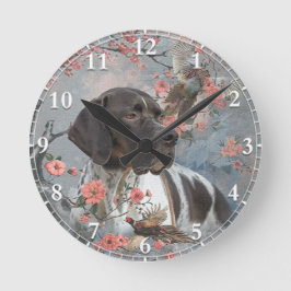 Mooie pointer met fazanten ronde klok