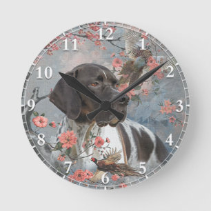 Mooie pointer met fazanten ronde klok