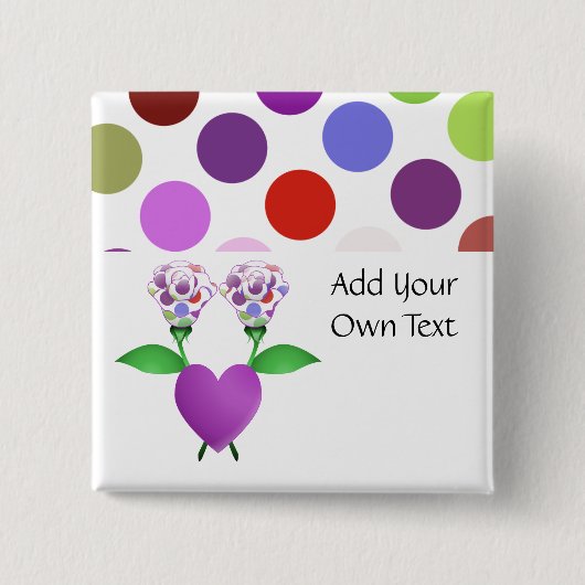 Mooie Polka Dot Rozen  Button (Voorkant)