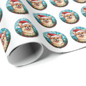 Mooie Pommerse hond Kerstpatroon Cadeaupapier (Rol Hoek)