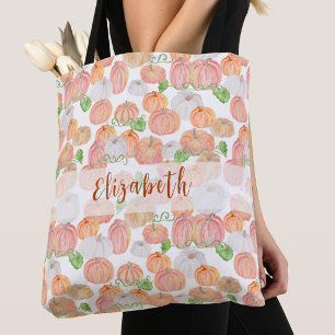Mooie Pompoen Aangepaste Naam Herfst Tote Bag