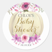 Mooie Pompoen Bloemige Baby Shower Klassieke Ronde