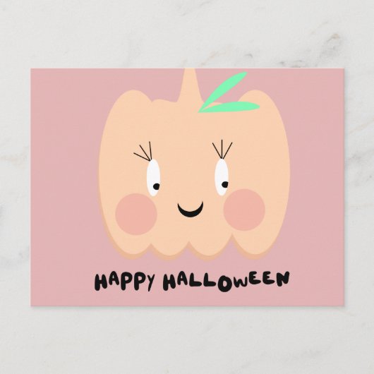 Mooie Pompoen Blozende Letters Happy Halloween Briefkaart (Voorkant)