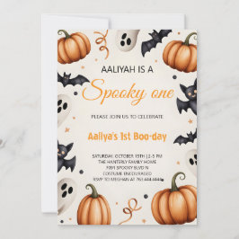 Mooie Pompoen & Geest Halloween Verjaardagsuitnodi Kaart
