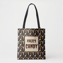 Mooie Pompoen, Geest, Vleermuis Halloween Snoepzak Tote Bag