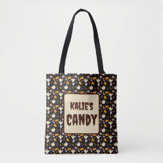 Mooie Pompoen, Geest, Vleermuis Halloween Snoepzak Tote Bag