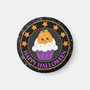 Mooie Pompoen Halloween Cupcake Magneet