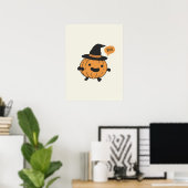 Mooie Pompoen Halloween Retro Herfst Kunstprint Poster (Thuiskantoor)