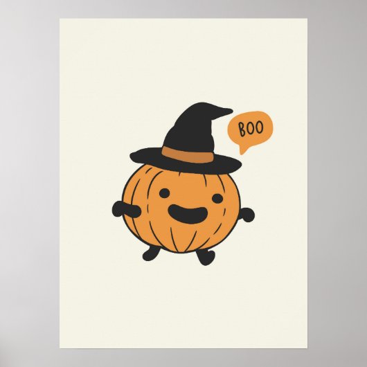 Mooie Pompoen Halloween Retro Herfst Kunstprint Poster (Voorkant)