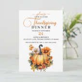 Mooie Pompoen & Herfst Bloemen Thanksgiving Kaart (Staand voorkant)