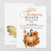 Mooie Pompoen & Herfst Bloemen Thanksgiving Kaart (Voorkant / Achterkant)