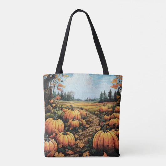Mooie pompoen patch Halloween Tote Bag (Achterkant)