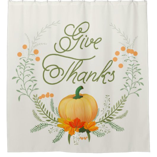 Mooie pompoen Thanksgiving krans geven Bedankt Douchegordijn (Voorkant)