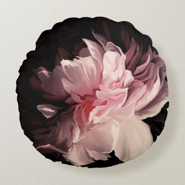 Mooie pony-bloem rond kussen (Voorkant)
