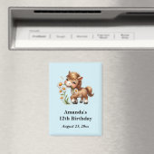 Mooie pony die madeliefjes eet feest save the date magneet (Insitu (Vaatwasser))