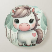 Mooie Pony in een Fantasievol Bos Ronde Kussen (Voorkant)