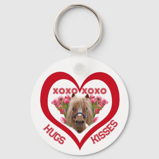 Mooie Pony in Rode Valentijnsdag Sleutelhanger (Voorkant)