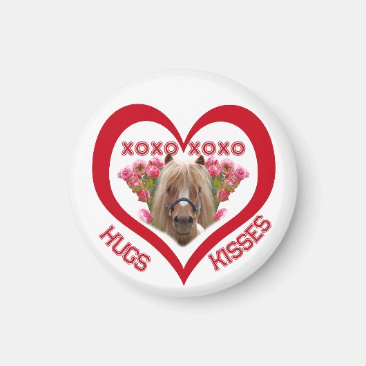 Mooie pony in rood Valentijnsdag Magneet (Voorkant)