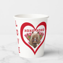 Mooie pony in rood Valentijnsdag Papieren Bekers
