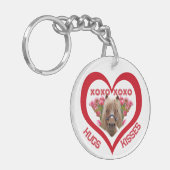 Mooie pony in rood Valentijnsdag Sleutelhanger (Voorkant Links)