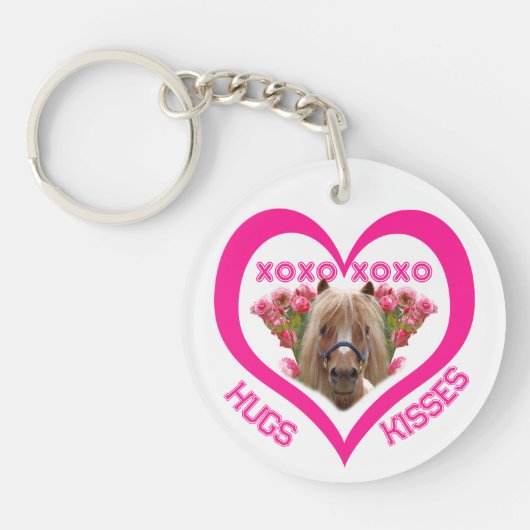 Mooie pony in roze Valentijnsdag Sleutelhanger (Voorkant)