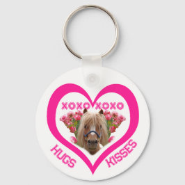 Mooie pony in roze Valentijnsdag Sleutelhanger