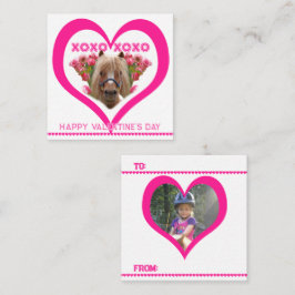 Mooie pony in roze Valentijnsdagkaarten voor kinde Notitiekaartje