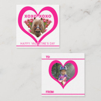 Mooie pony in roze Valentijnsdagkaarten voor kinde Notitiekaartje