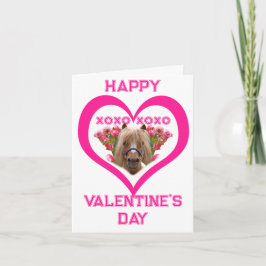 Mooie pony in roze Valentijnsdagkaarten voor kinde Notitiekaartje
