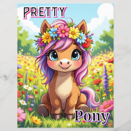 Mooie Pony | Schattige Cartoon Kinderkamer Kunst