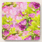 Mooie pony's en orchideeën bier onderzetter (Voorkant)