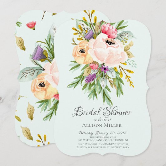 Mooie pony's Floral Bridal Shower-uitvindingen Kaart (Voorkant / Achterkant)