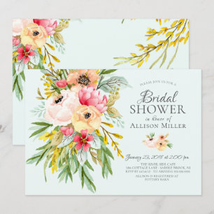 Mooie pony's Floral Bridal Shower-uitvindingen Kaart