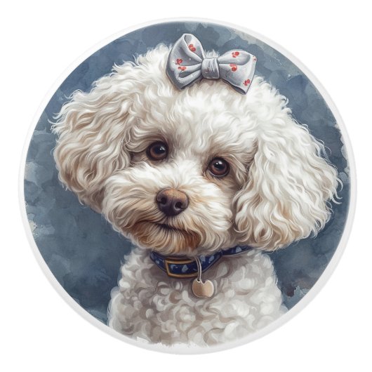 Mooie Poodle Keramische Knop (Voorkant)