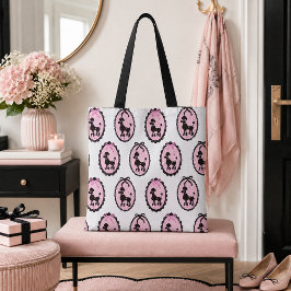 Mooie Poodle Roze en Witte Portret Tote Bag