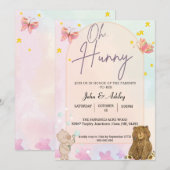 Mooie Pooh Bear Uitnodigingen (Voorkant / Achterkant)