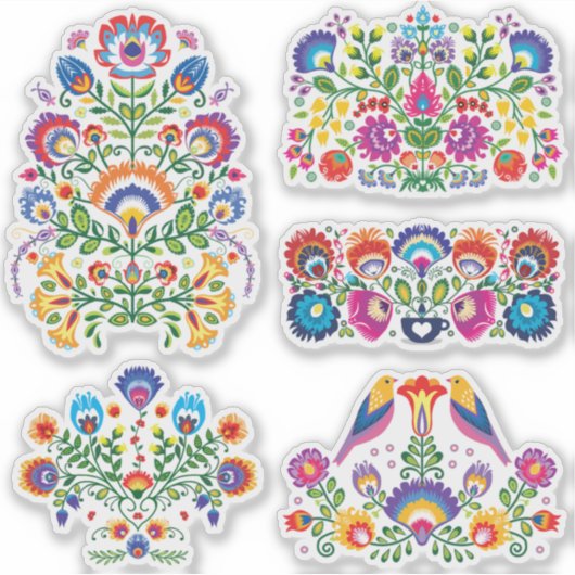 Mooie poolse folklore Wycinanki set-Sticker Sticker (Voorkant)