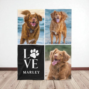 Mooie Pootafdruk 4 Foto Collage Hond Liefhebber Hu Fleece Deken
