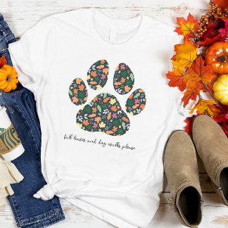 Mooie pootafdruk herfst T-shirt voor een hondenlie