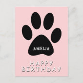 Mooie pootafdruk roze Gelukkige verjaardag Briefkaart (Voorkant)
